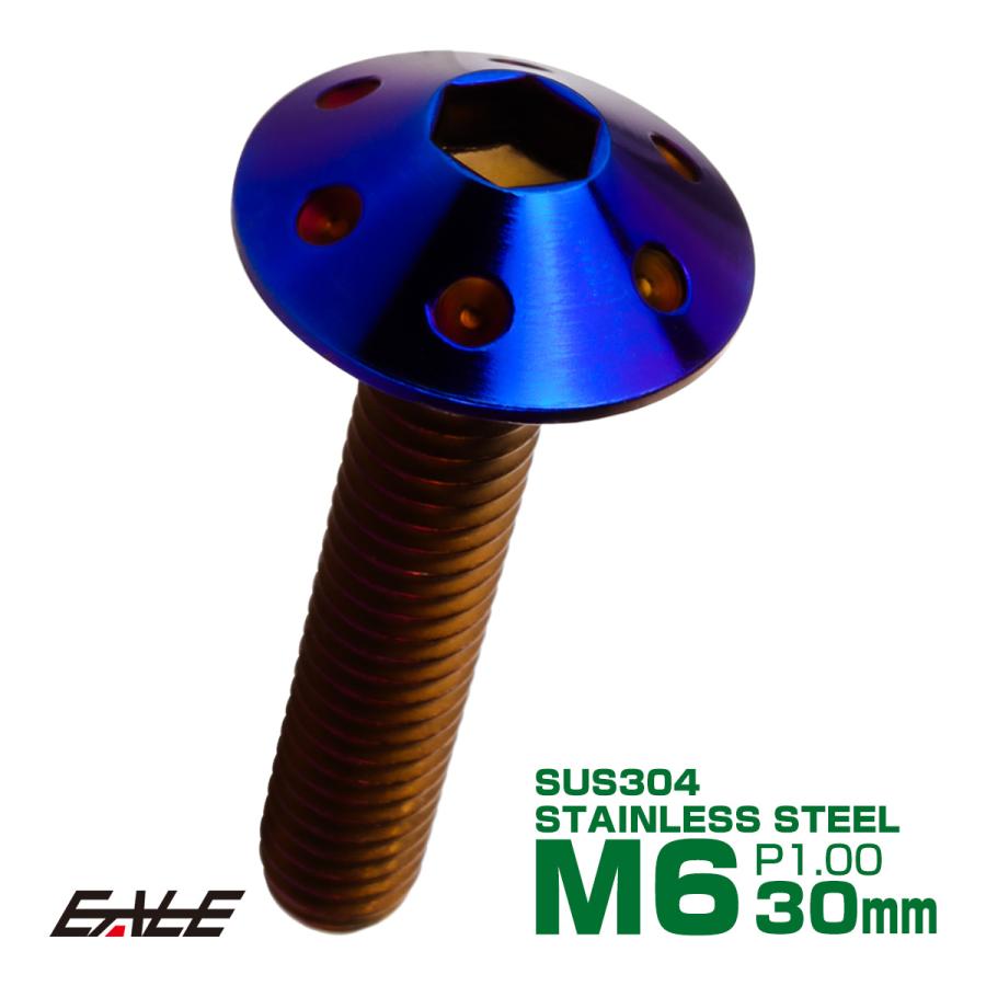 ボタンボルト M6×30mm P1.0 ホールヘッドボルト 六角穴 SUS304 ステンレス削り出し 焼きチタンカラー TR0083 | ブランド登録なし