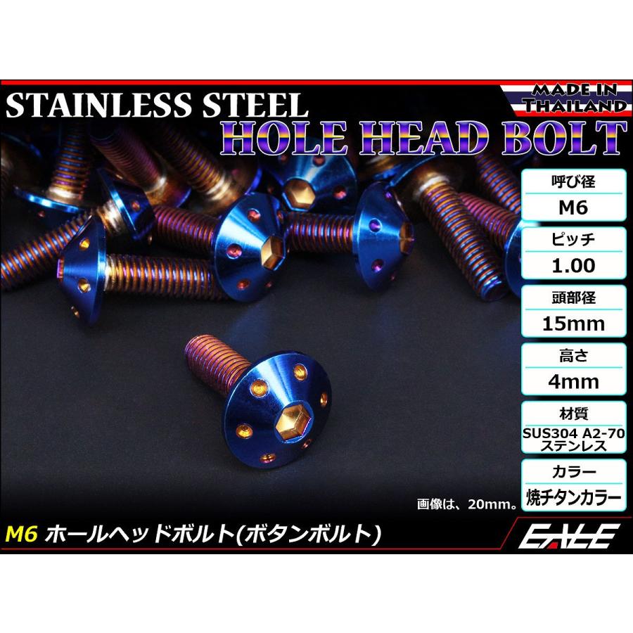 ボタンボルト M6×35mm P1.0 ホールヘッドボルト 六角穴 SUS304 ステンレス削り出し 焼きチタンカラー TR0084 | ブランド登録なし | 01
