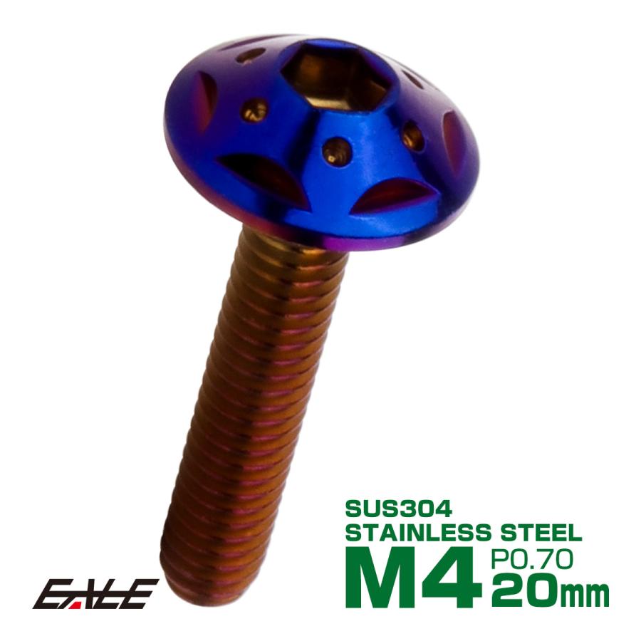 ボタンボルト スターホールヘッド M4×20mm P0.7 フランジ付 六角穴 SUS304 ステンレス  焼きチタン TR0241 | ブランド登録なし