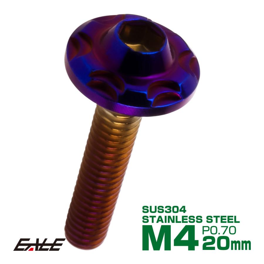 SUS304 フランジ付 ボタンボルト M4×20mm P0.7 六角穴  焼きチタン スノーヘッド ステンレス製 TR0283 | ブランド登録なし