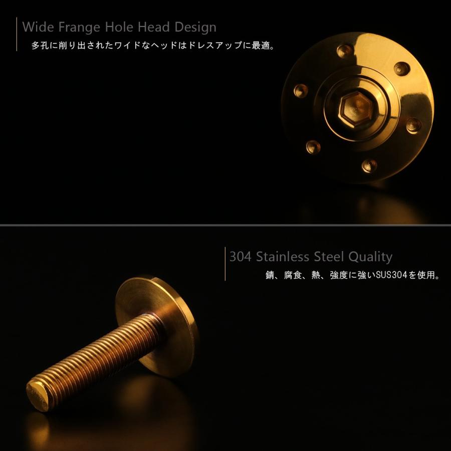 M10×40mm P1.25 ボタンボルト ワイドフランジ ホールヘッド ステンレス SUS304 ゴールド TR0310 | ブランド登録なし