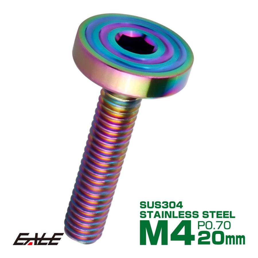 4×20mm P0.7 シェルヘッド フラット ステンレスボルト 六角穴付 マットタイプ SUS304 レインボーグリーン TR0343 | ブランド登録なし