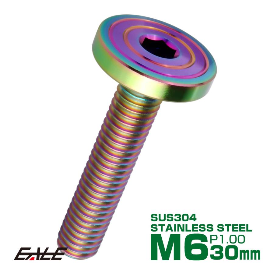 6×30mm P0.7 シェルヘッド フラット ステンレスボルト 六角穴付 マットタイプ SUS304 レインボーグリーン TR0353 | ブランド登録なし