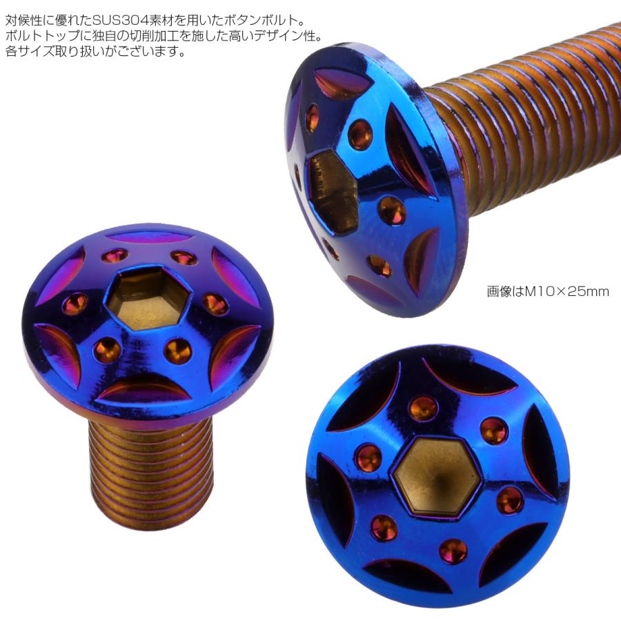 SUS304 フランジ付 ボタンボルト M8×25mm P1.25 六角穴  焼きチタン スターホールヘッド ステンレス製 TR0450｜eale｜02