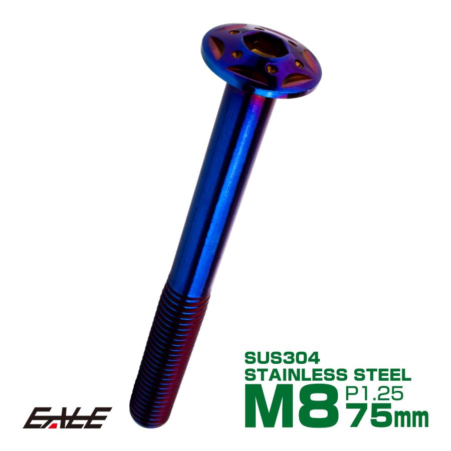 ボタンボルト スターホールヘッド M8×75mm P1.25 フランジ付 六角穴 SUS304 ステンレス  焼きチタン TR0460 | ブランド登録なし