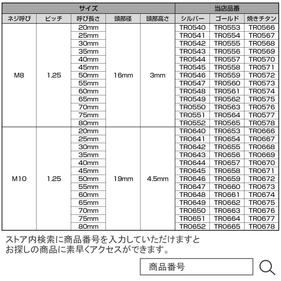 ボタンボルト M8×40mm P1.25 ステップ ホールヘッドボルト フランジ付 六角穴 SUS304 ステンレス 焼きチタン TR0570 | ブランド登録なし | 05