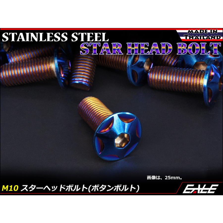 M10×20mm P1.25 スターヘッドボルト 焼きチタン カラー ボタンボルト ステンレス削り出し TR0627 | ブランド登録なし | 01