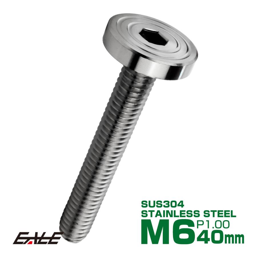 6×40mm P1.0 シェルヘッド フラット ステンレスボルト 六角穴付 マットタイプ SUS304 シルバー TR0832 | ブランド登録なし