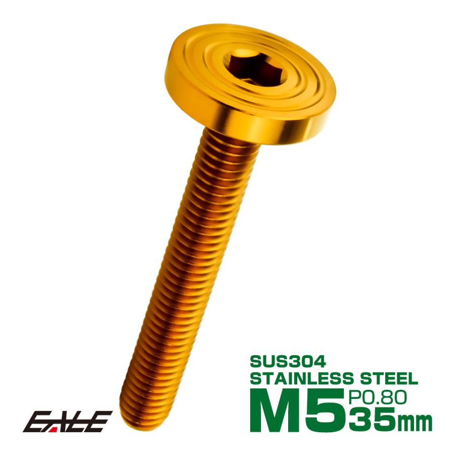5×35mm P0.8 シェルヘッド フラット ステンレスボルト 六角穴付 マットタイプ SUS304 ゴールド TR0843 | ブランド登録なし