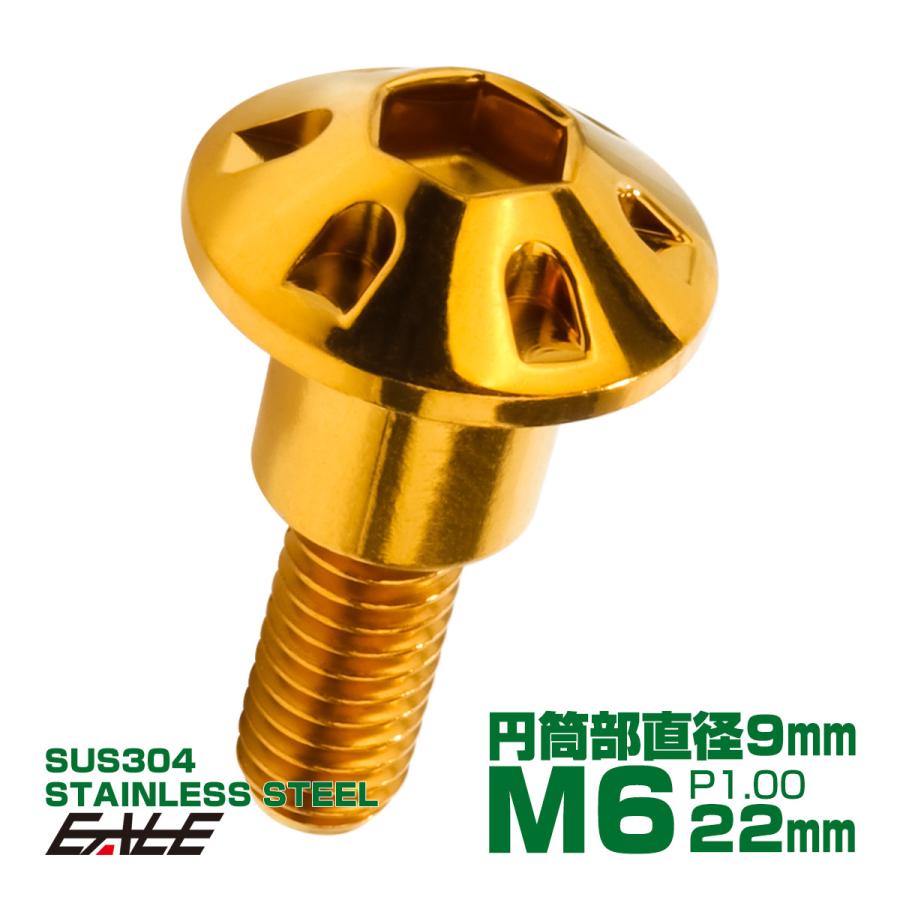 金重有邦　径 38 cm 足付き大皿 段付きボルト M6×22mm P1.0 円筒部直径9mm ホールヘッド SUS304