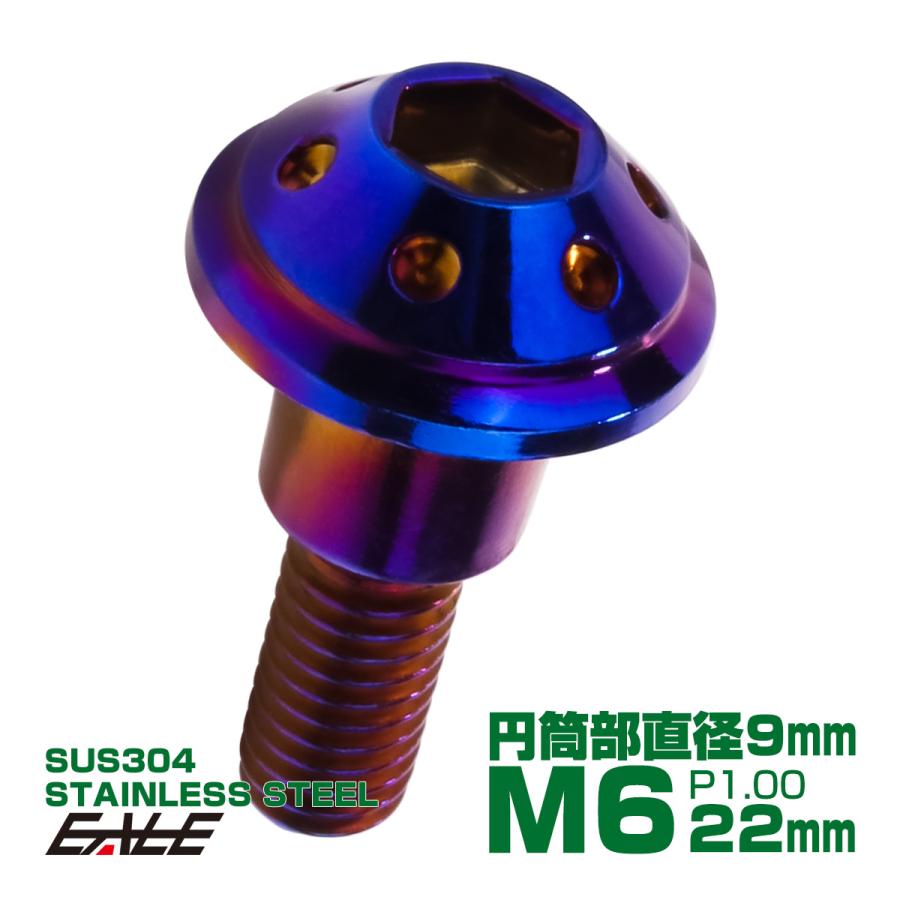 段付きボルト M6×22mm P1.0 円筒部直径9mm ホールヘッド SUS304 ステンレス 六角穴 フランジボルト 焼きチタンカラー TR0876 | ブランド登録なし