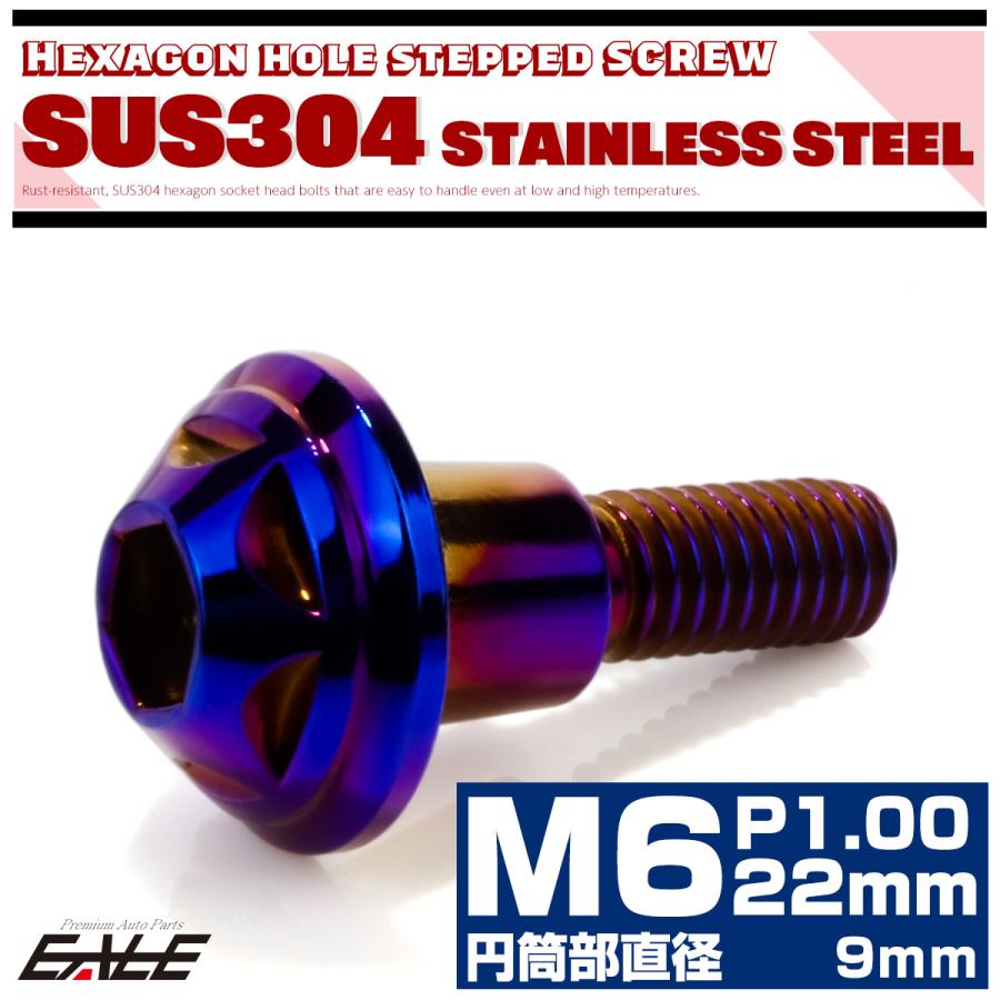 段付きボルト M6×22mm P1.0 円筒部直径9mm スターヘッド SUS304 ステンレス 六角穴 フランジボルト 焼きチタンカラー TR0879 | ブランド登録なし | 01