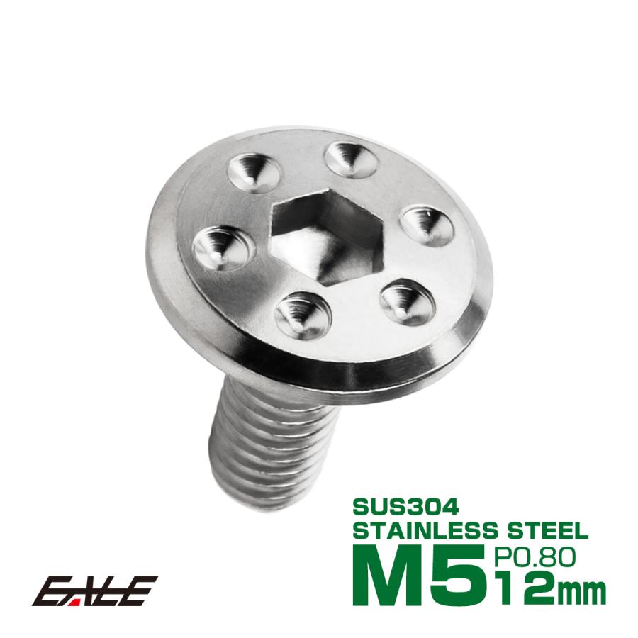 ステンレスボルト M5×12mm P0.8 ホールヘッド フラット 六角穴付 ボタンボルト SUS304 シルバー TR0941 | ブランド登録なし
