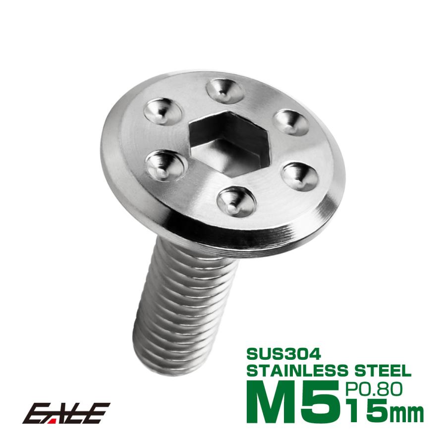 ステンレスボルト M5×15mm P0.8 ホールヘッド フラット 六角穴付 ボタンボルト SUS304 シルバー TR0942 | ブランド登録なし