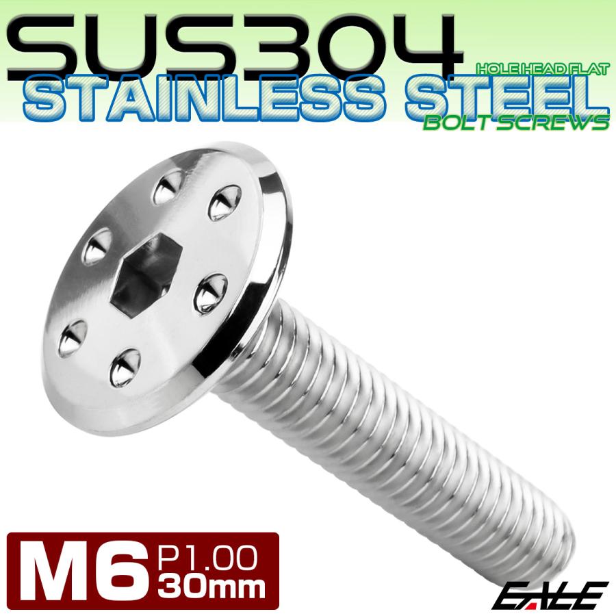 ステンレスボルト M6×30mm P1.0 ホールヘッド フラット 六角穴付 ボタンボルト SUS304 シルバー TR0950 | ブランド登録なし | 01