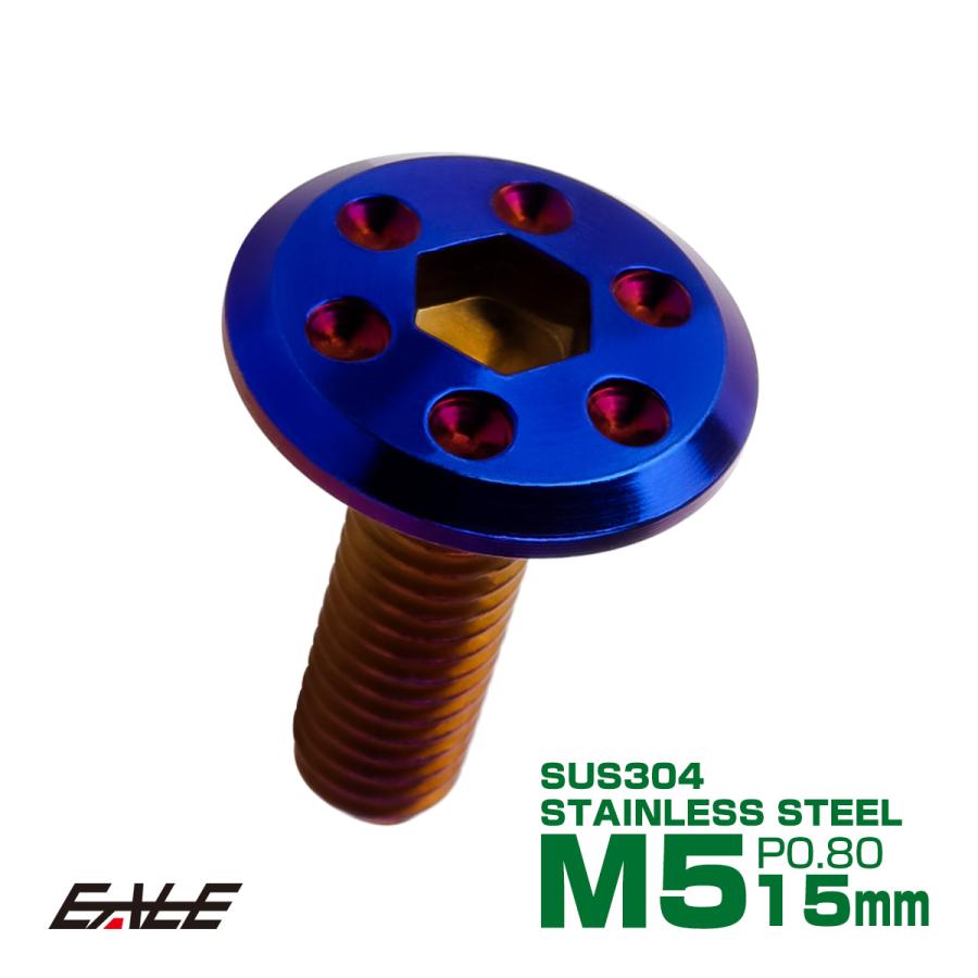 ステンレスボルト M5×15mm P0.8 ホールヘッド フラット 六角穴付 ボタンボルト SUS304 焼きチタンカラー TR0974 | ブランド登録なし