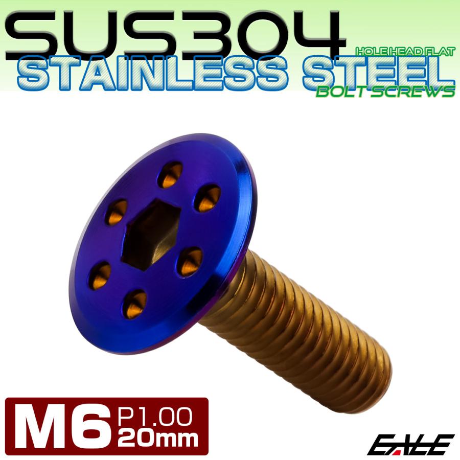ステンレスボルト M6×20mm P1.0 ホールヘッド フラット 六角穴付 ボタンボルト SUS304 焼きチタンカラー TR0980 | ブランド登録なし | 01