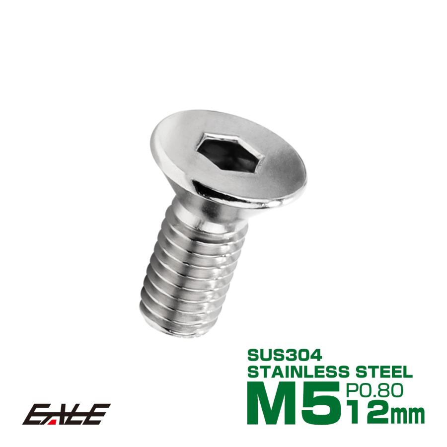 皿ボルト M5×12mm P0.8 フラットヘッド SUS304 ステンレス 六角穴 皿キャップ シルバー TR0991 | ブランド登録なし