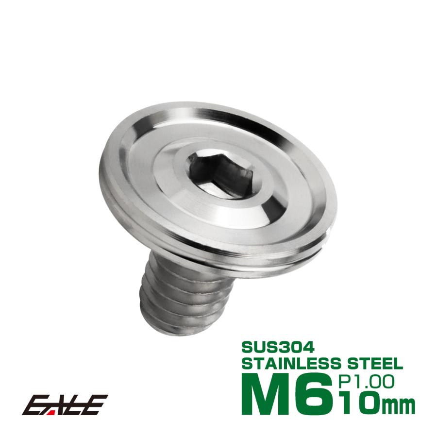 ボタンボルト M6×10mm P1.00 薄型 デザインヘッド フラット SUS304 六角穴 カスタムボルト マット シルバー TR1159 | ブランド登録なし