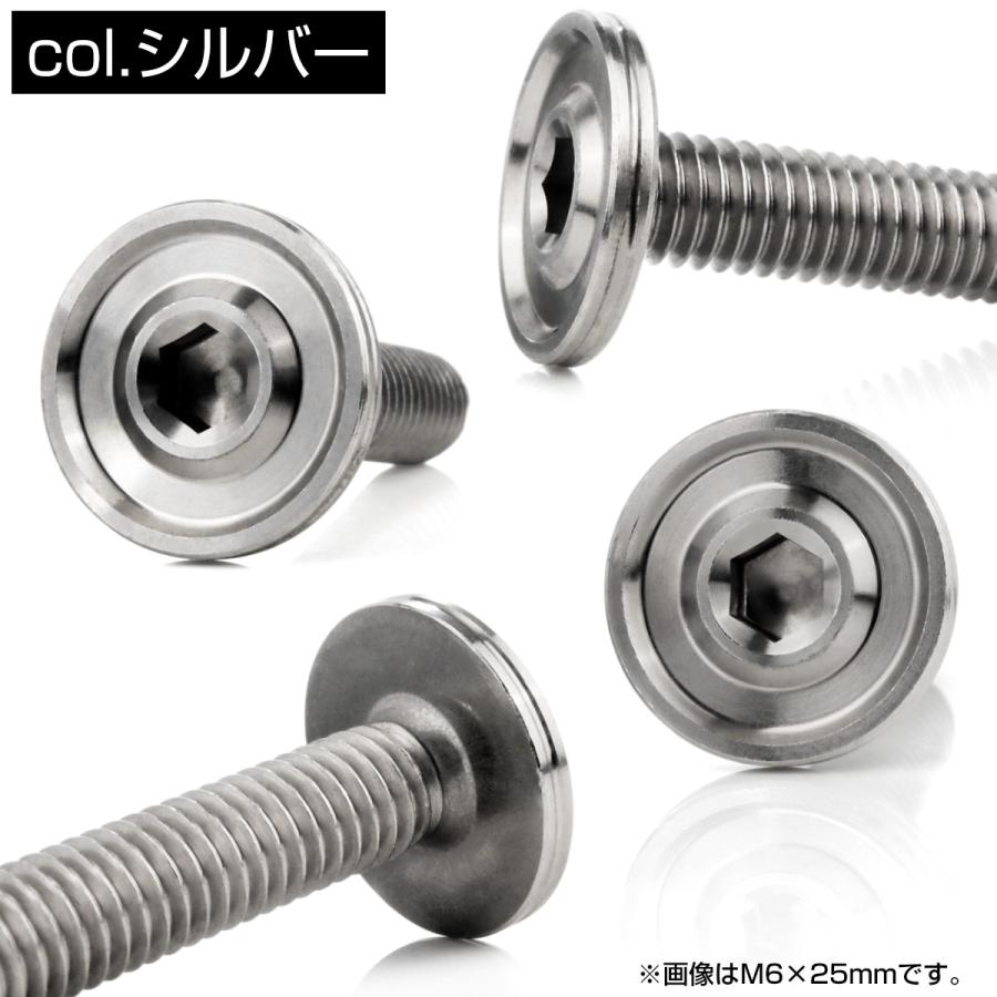 ボタンボルト M6×25mm P1.00 薄型 デザインヘッド フラット SUS304 六角穴 カスタムボルト マット シルバー TR1163 | ブランド登録なし | 02