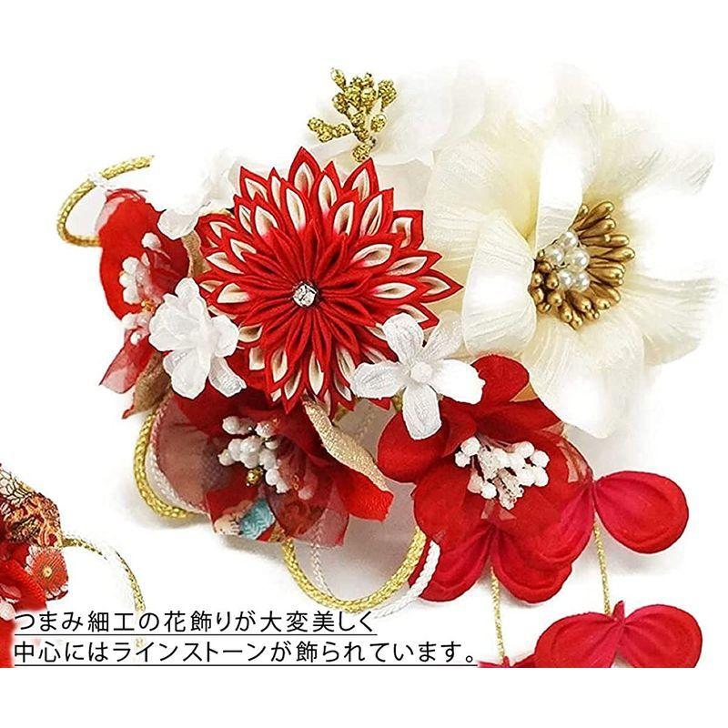 代引可 2点セット 髪飾り Kk 352 七五三 結婚式 卒業式 成人式 振袖 コーム型 つまみ細工 ちりめん かんざし 花 ホワイト レッド 赤 かんざし 髪飾り Todayswomanfoundation Org