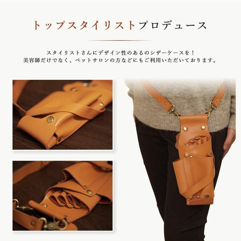 直売最安 KK(三四郎市場) シザーケース 本革 4丁 美容師 理容師 トリマー用 シザーバッグ 本革ベルト付き 全五色 ssr019 (ブラック) シザーケース 4丁 本革 白×黒 美容師 理容師 シザーバック