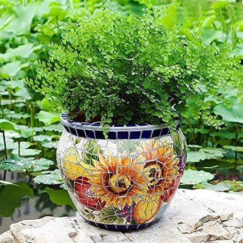 WANIYA1 大きな塗られた陶磁器の植物の鉢、庭の手のプリントのモザイクの植物の鉢屋外のクラフト盆栽プランタ｜eamonyawa｜04