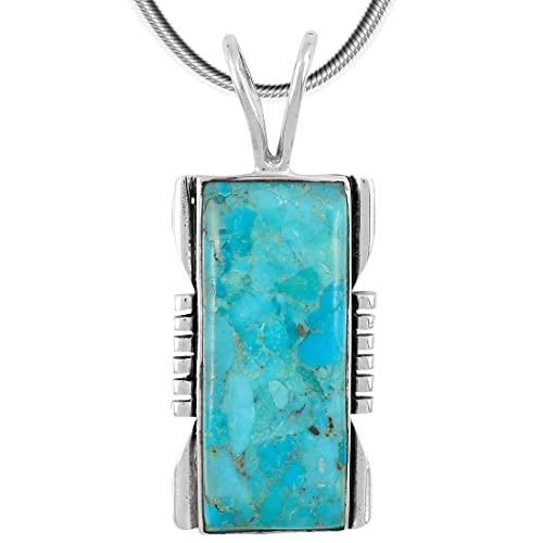 ジェムストーンペンダントネックレス 925スターリングシルバー＆ターコイズ＆宝石（長さ20インチ） Turquoise Penda 並行輸入品_1