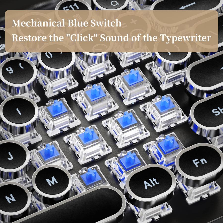 Typewriter Mechanical Keyboard,RGB Backlit,2.4G/BT5.0/Wired Retr 並行輸入品｜eamonyawa｜04