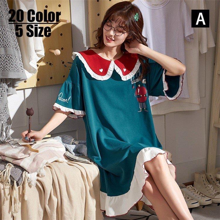 パジャマ ルームウェア レディース ワンピース 純綿 夏 パジャマ半袖 ルームウェア 女性 可愛い 部屋着 寝巻き ランジェリー パジャマ 韓国風 ネグリジェ