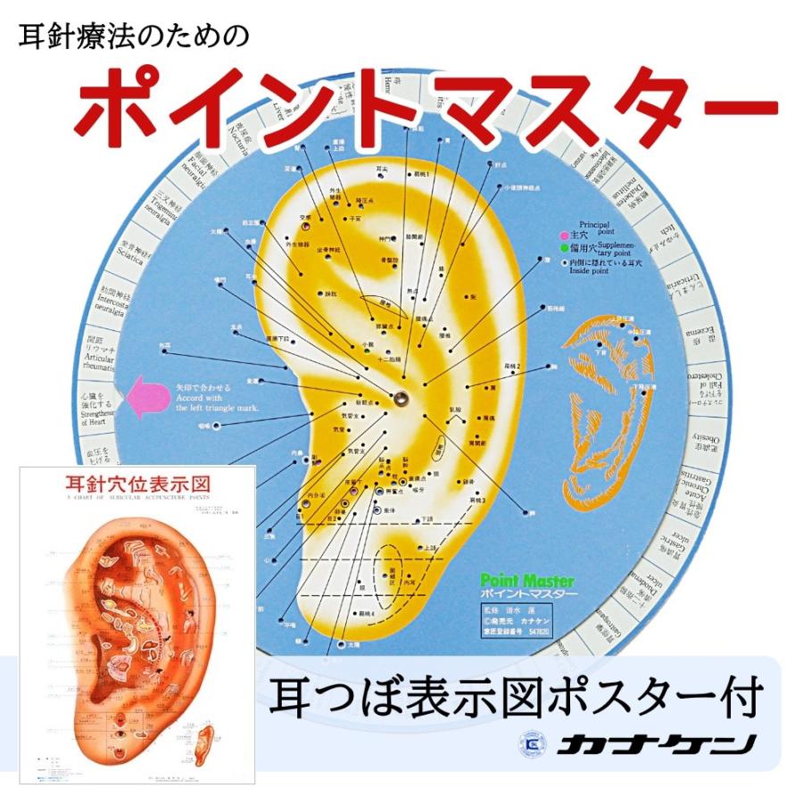 耳つぼ ポイントマスター 耳針療法 早見表 ポスター付 カナケン 位置確認 耳ツボ｜ear-heartdrop