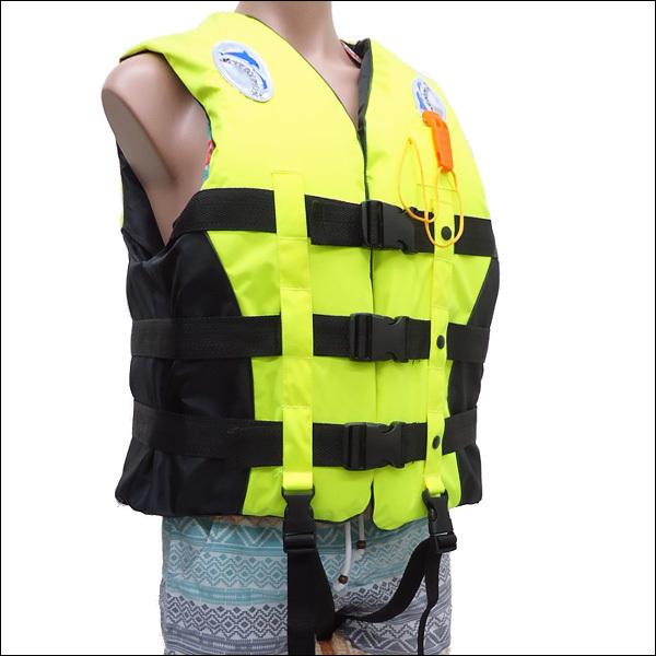 ライフジャケット【L】笛付 黄 目立つ蛍光色 救命胴衣 フローティング