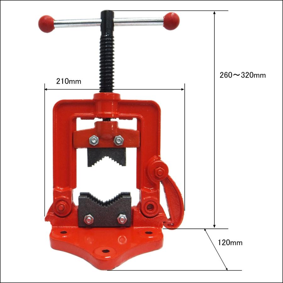 パイプバイス 作業台固定タイプ 白管用 6-50A 万力｜earlyamerican｜05