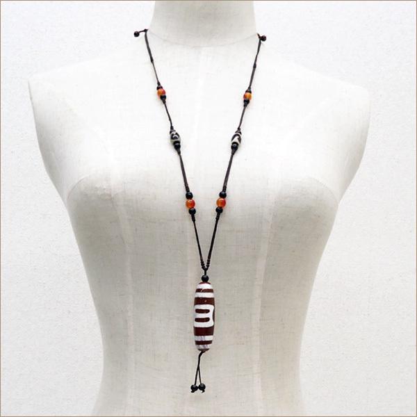 メール便送料無料 チベット天珠ネックレス (N14) 日月天珠