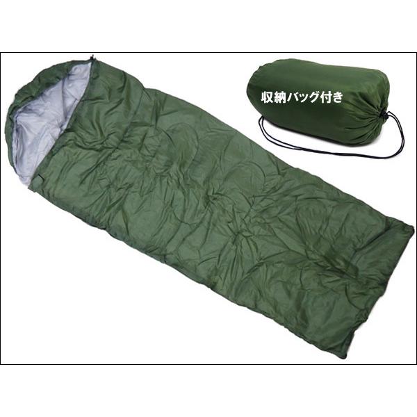 緑色 寝袋 収納袋付き 寝袋 緑H 封筒型 シュラフ 175×75cm 収納袋付き : アーリーアメリカン