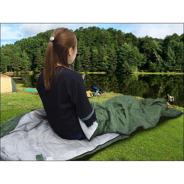 緑色 寝袋 収納袋付き 寝袋 緑H 封筒型 シュラフ 175×75cm 収納袋付き : アーリーアメリカン