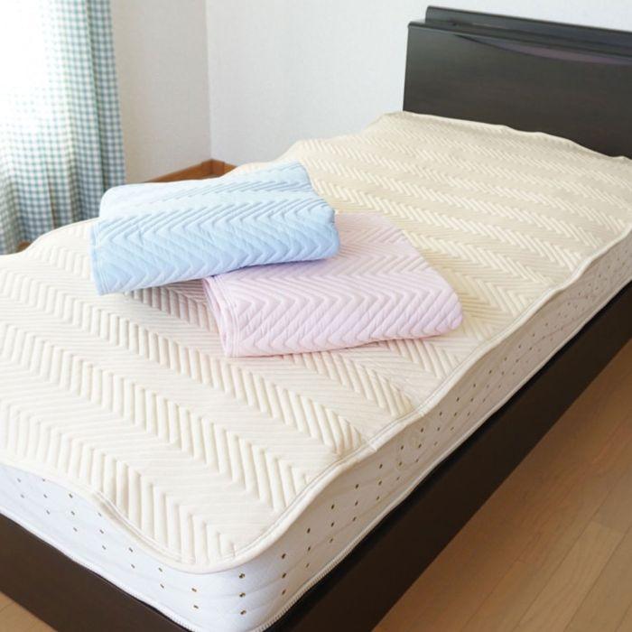 セミダブル＋セミダブル 防ダニベッドパッド 日本製 幅240cm ゴムなし 置くだけ 手入れ簡単 洗える 綿 通気性 帝人マイティトップ ダニ対策 高機能 春夏秋冬_2