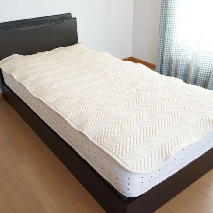 セミダブル＋セミダブル 防ダニベッドパッド 日本製 幅240cm ゴムなし 置くだけ 手入れ簡単 洗える 綿 通気性 帝人マイティトップ ダニ対策 高機能 春夏秋冬_10