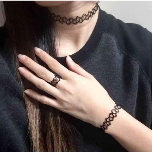 タトゥーチョーカー3点セット チョーカー リング ブレスレット 