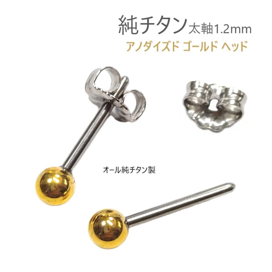 アノダイズド ゴールド ヘッド 純チタン ピアス 軸太1 2mm 軸長 丸玉 セカンドピアス Nlpt Tiag イヤーズ 通販 Yahoo ショッピング