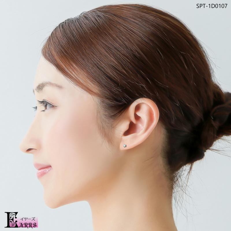 極太 純チタン ピアス 天然ダイヤモンド0.214ct セカンドピアス 0.107ct×2 極太 純チタン 214ct 5mm