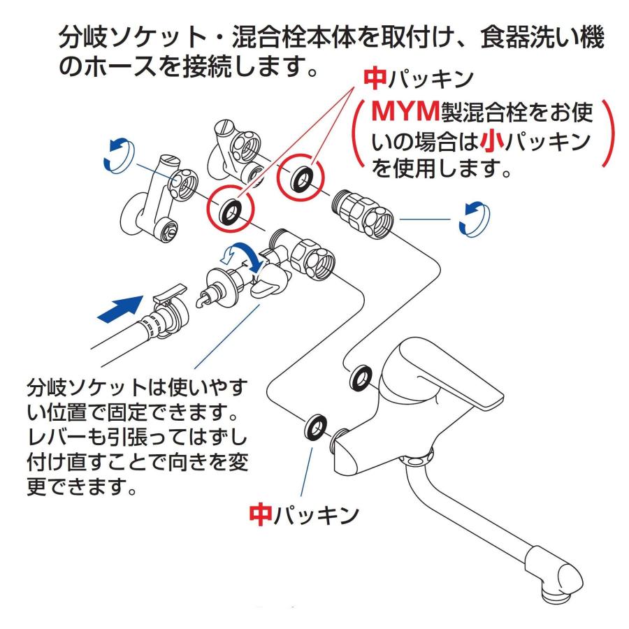 SANEI 分岐ソケット 食器洗い機への送水に 壁付混合栓用 オート