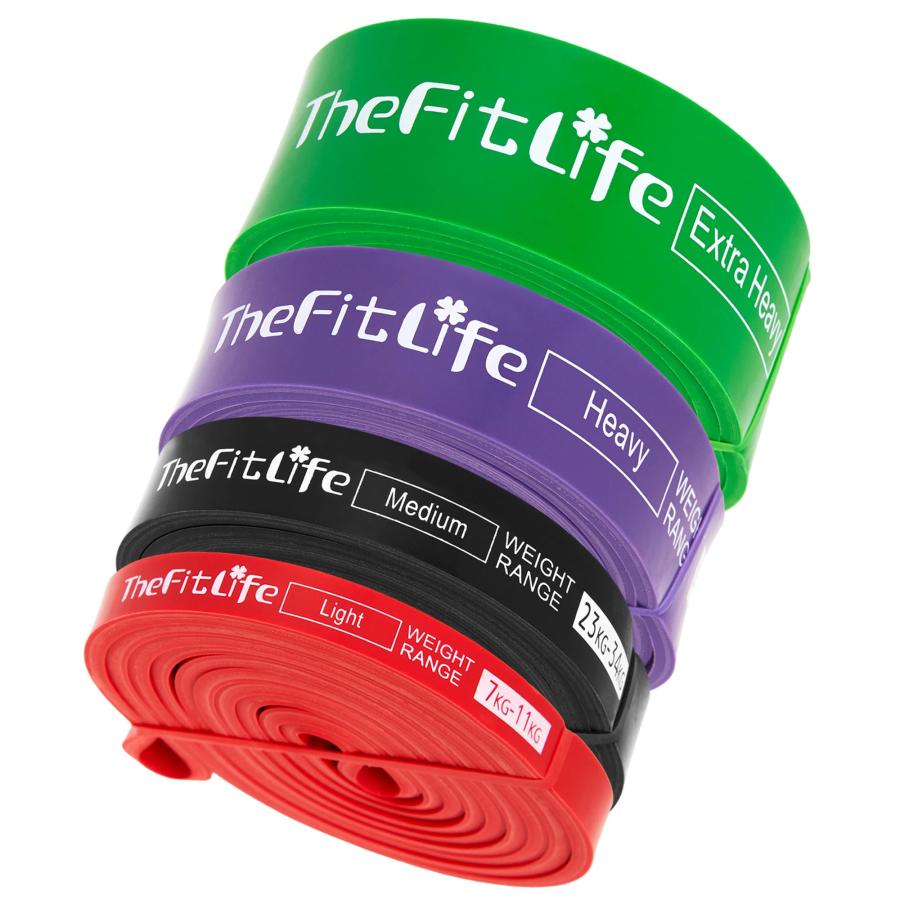 TheFitLife トレーニングチューブ 筋トレチューブ 懸垂チューブ (赤/黒
