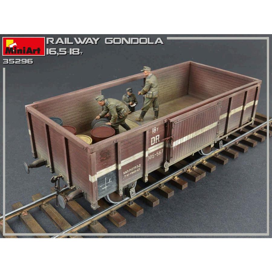 ミニアート 1/35 ドイツ軍 ゴンドラ貨車16.5-18t 兵隊5体付 プラモデル MA35296の画像