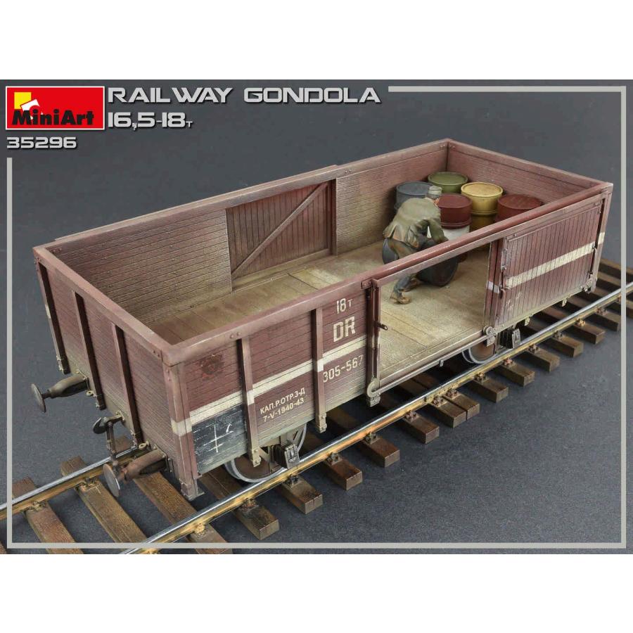 ミニアート 1/35 ドイツ軍 ゴンドラ貨車16.5-18t 兵隊5体付 プラモデル MA35296の画像