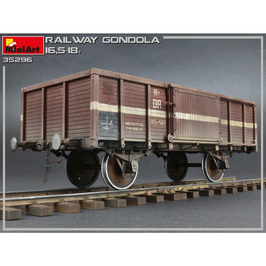 ミニアート 1/35 ドイツ軍 ゴンドラ貨車16.5-18t 兵隊5体付 プラモデル MA35296の画像