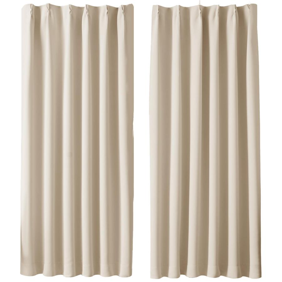 Hansleep カーテン 1級遮光 2枚組 断熱 防寒 防音 省エネ 厚手 無地 おしゃれ 洗える 寝室 リビング用 (ベージュ, 幅100cm×丈 | 