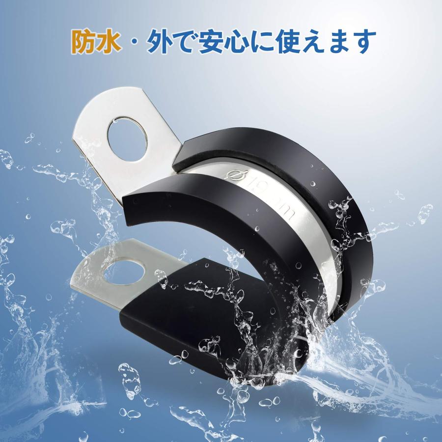 InduSKY ゴム付サドルバンド ホースクランプ 52個 φ6mm φ8mm