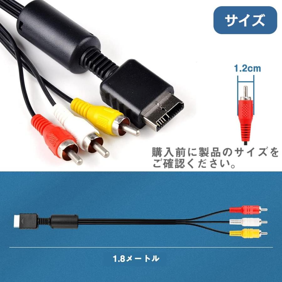 ケーブルコード PS1 PS2 PS3 avケーブル 1.8M 純銅製 RCA変換