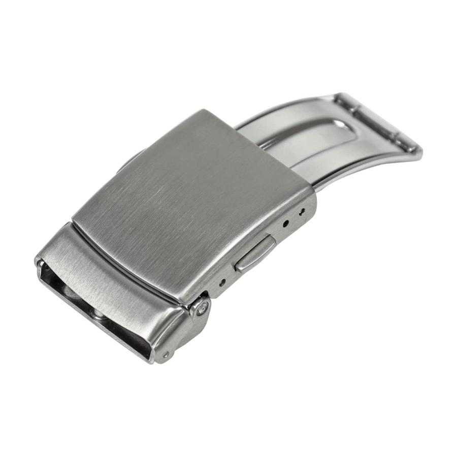 バンビ] レザーバックル 三折れプッシュ式 16mm シルバー ZS002N